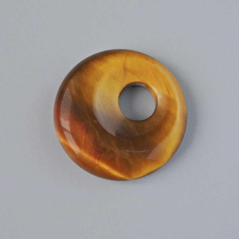Wisiorek donut z naturalnym kamieniem tygrzego oka, średnica 18×5 mm, średnica otworu 5 mm