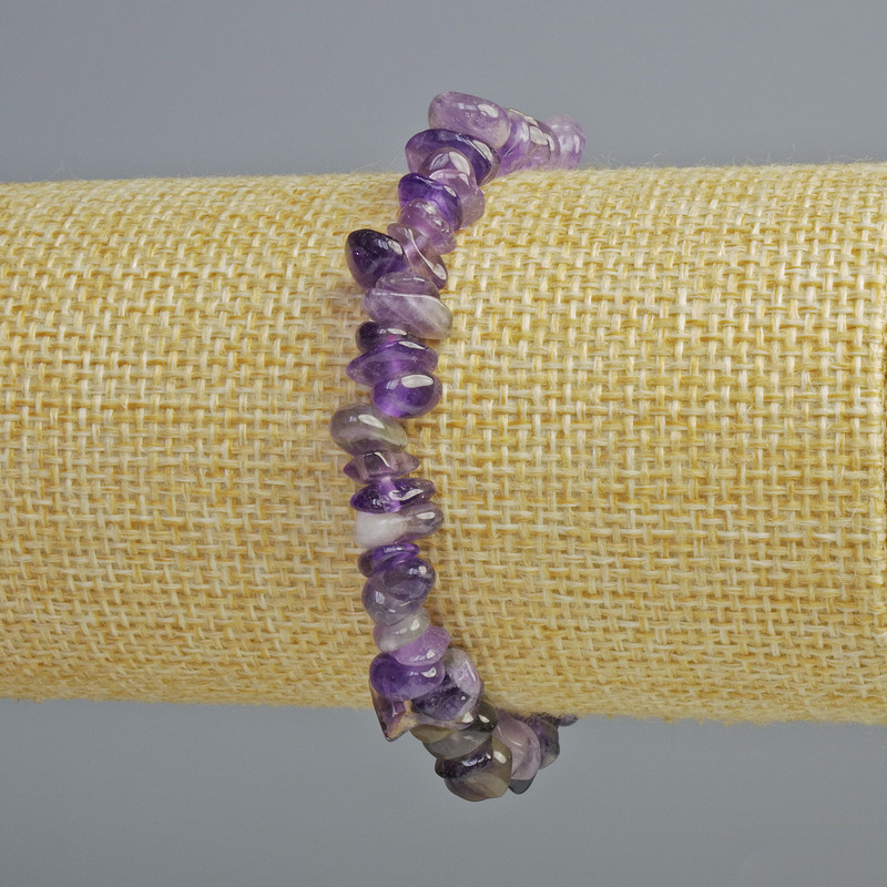 Bransoletka z naturalnego ametystu – drobinki kamienia, średnica 7×4 mm, długość 18 cm ± (elastyczna)