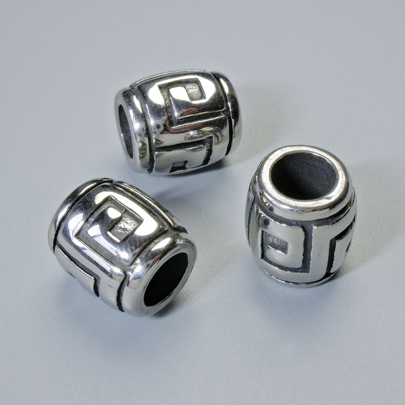 Okucie koralik-wkładka, średnica 12×11 mm ±, otwór, średnica 5,9 mm, srebrny kolor metalu, 1 szt.