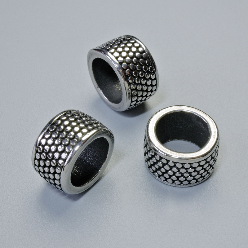 Koralik-wkładka, średnica 7×12 mm, otwór 2 mm, srebrny kolor metalu, 1 szt.