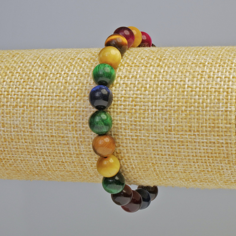 Bransoletka z kamienia naturalnego „Kocie oko” — asortyment gładkich koralików, średnica 8,5 mm +/- (elastyczna), długość 18 cm+