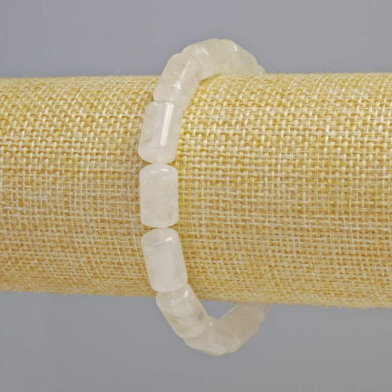 Bransoletka z górskiego kryształu, cylindryczne kamienie o średnicy 8×14 mm, elastyczna, długość 18 cm (+)