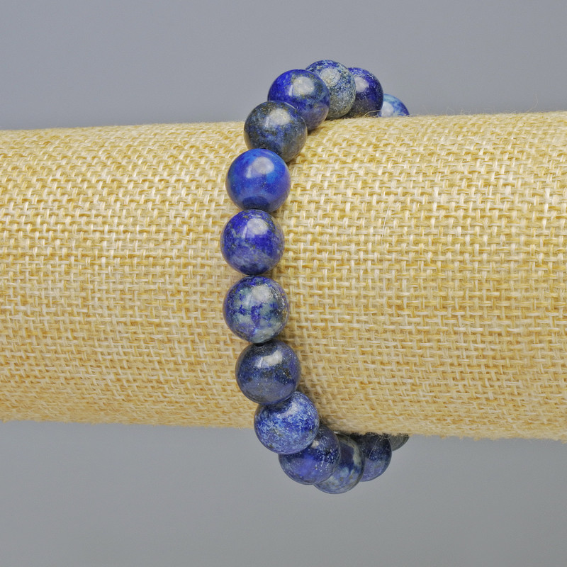 Bransoletka z lazurytu, naturalny kamień, gładkie kuleczki o średnicy ok. 10 mm ± (elastyczna gumka), długość 18 cm+