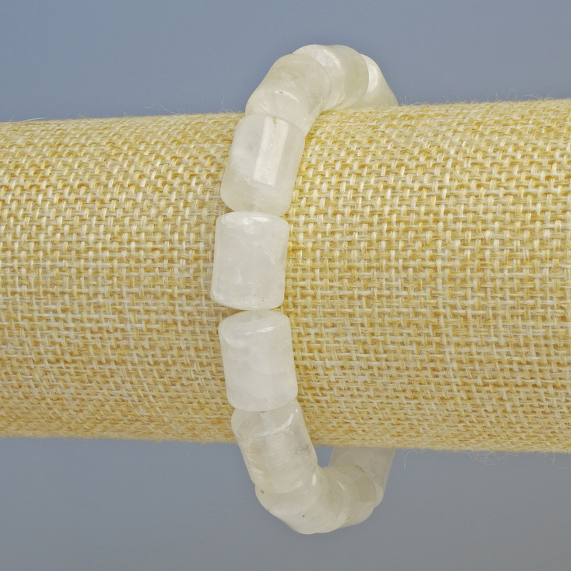 Bransoletka z górskiego kryształu, naturalny kamień, cylindryczna, średnica 10×14 mm ± (stretch), długość 18 cm+