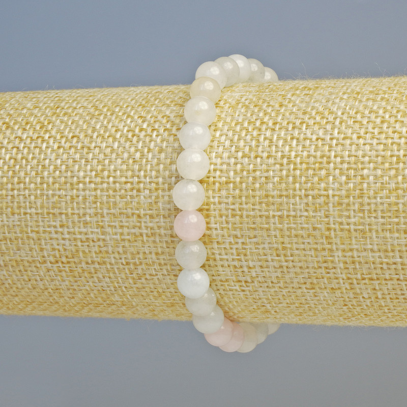 Bransoletka z naturalnego morganitu, gładkie kuleczki o średnicy 6,5 mm ± (rozciągliwa), długość 18 cm+