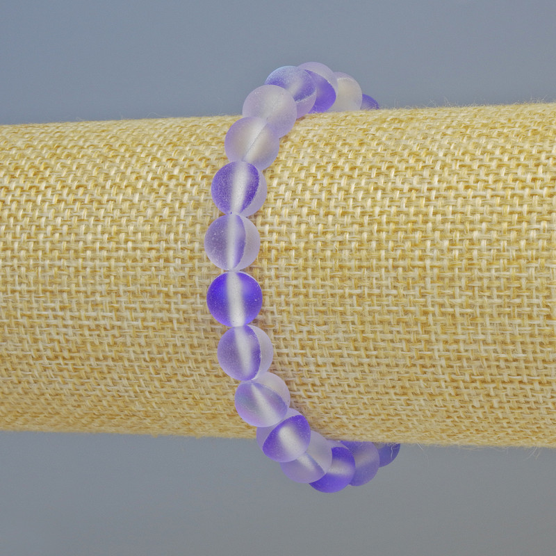 Bransoletka z opalowego szkła w odcieniu fioletowego matowego kameleona, średnica 8 mm ± (elastyczna), długość 18 cm+