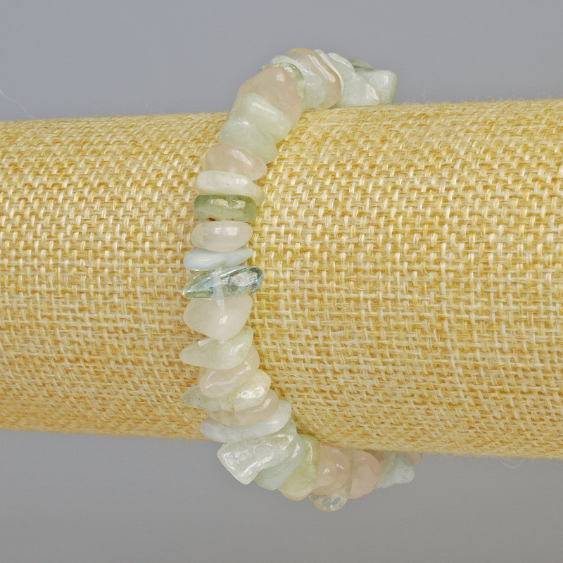 Bransoletka z morganitu – naturalny kamień, drobne kawałki, średnica 12×4 mm ± (elastyczna), długość 18 cm+