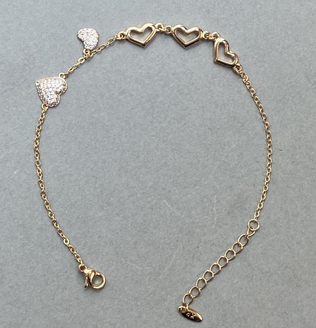 Bransoletka «Serce» Xuping Pozłocenie 18K, długość 18–21 cm, grubość 1,5 mm ze kryształami