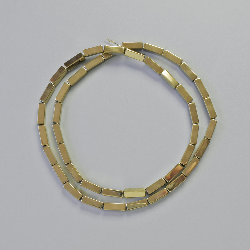 Koraliki hematytu prostokątne, kolor złoty, średnica 9×3 mm, długość około 41 cm