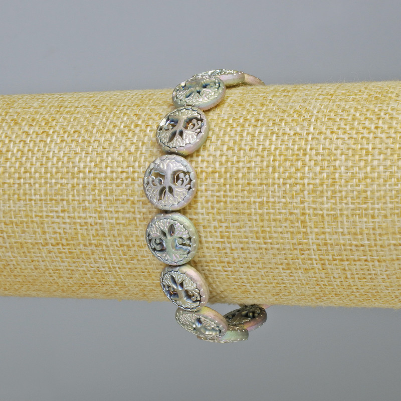 Bransoletka hematyt „Drzewo” w kolorze matowego chameleonu, średnica 12,5×4,5 mm, długość 18 cm ± (rozciągliwy)