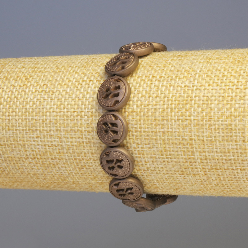 Bransoletka z hematytu i drewna — wielobarwne drewno, matowy zielony, średnica 12×4 mm, długość 18 cm, elastyczna