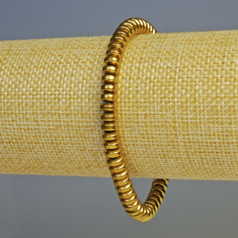 Bransoletka hematyt w kolorze ciemnego złota, rondelki o średnicy 6×3 mm, długość 18 cm, elastyczna