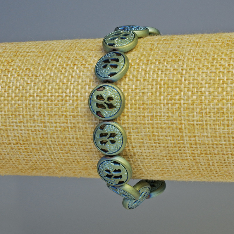 Bransoletka z hematytu, kolor matowy kameleon, średnica 12×4,5 mm, długość 18 cm, na elastycznej gumce