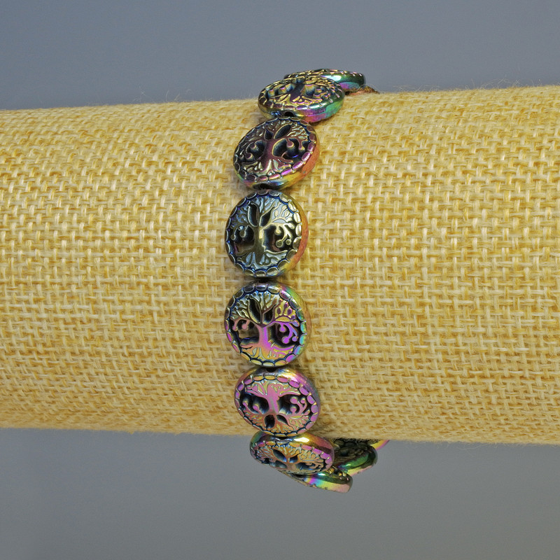 Bransoletka hematyt «Drzewo» kolor kameleonowy, średnica 12,5×4,5 mm ±, długość 18 cm ±, elastyczny