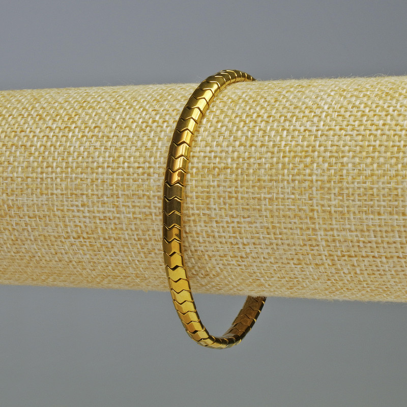 Bransoletka z hematitu «Wężyk Zygzak Fala» kolor złoty, średnica 5×4×3 mm, długość 18 cm, elastyczna