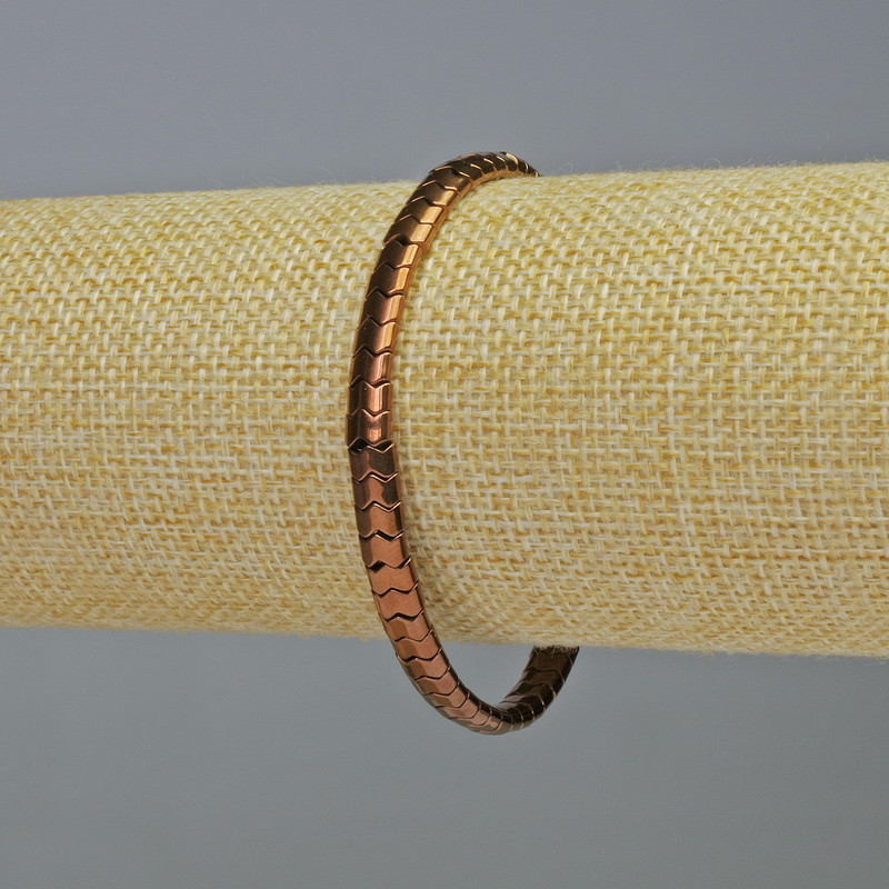 Bransoleta hematytowa „Żmijka” w kolorze miedzi, średnica 5×4×3 mm, długość 18 cm, elastyczna