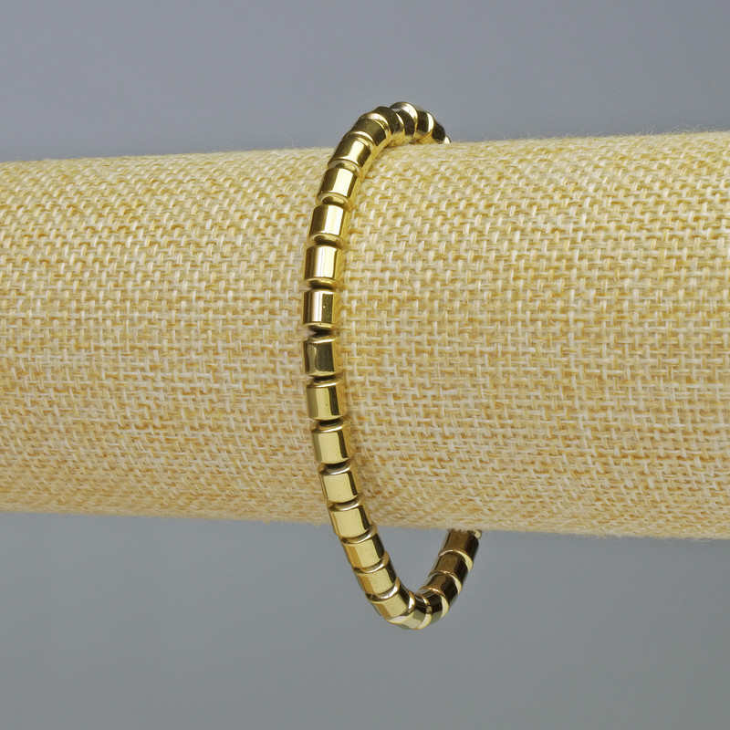 Bransoletka hematyt cylindryczny, kolor złoty, średnica 5×5 mm, długość 18 cm, elastyczna