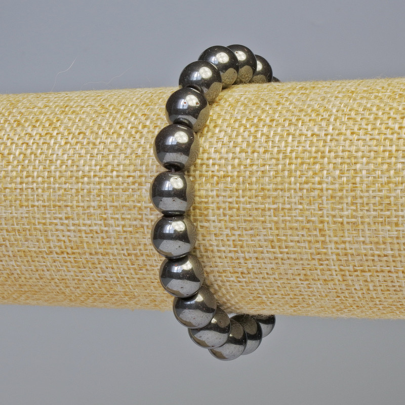 Bransoletka z hematytu – gładkie kulki, średnica 10 mm, długość 18 cm, elastyczna