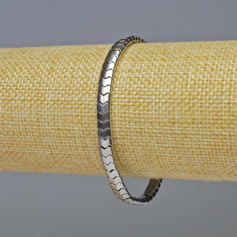 Bransoletka z hematytu „Wężyk” srebrzysta