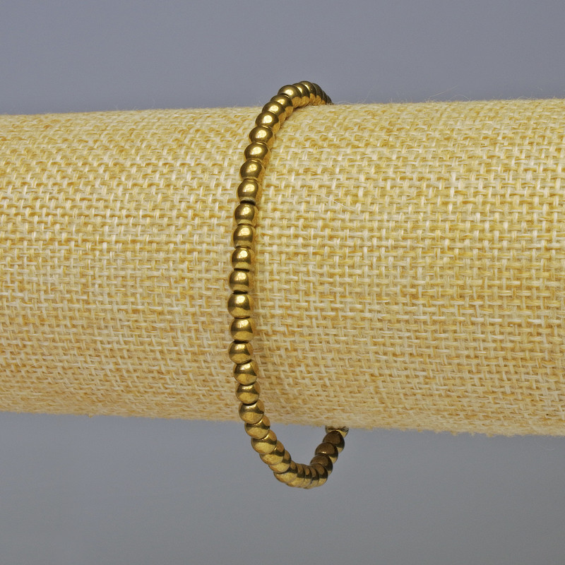 Bransoletka z hematitu – gładkie kuleczki, kolor ciemnego złota, średnica 4 mm, długość 18 cm, elastyczna
