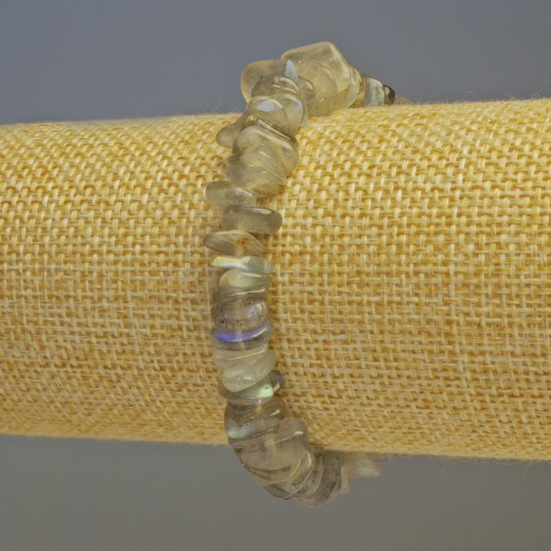 Bransoletka z labradorytu, naturalny kamień, drobiny, średnica 8×2 mm, długość 18 cm (rozciągliwa)