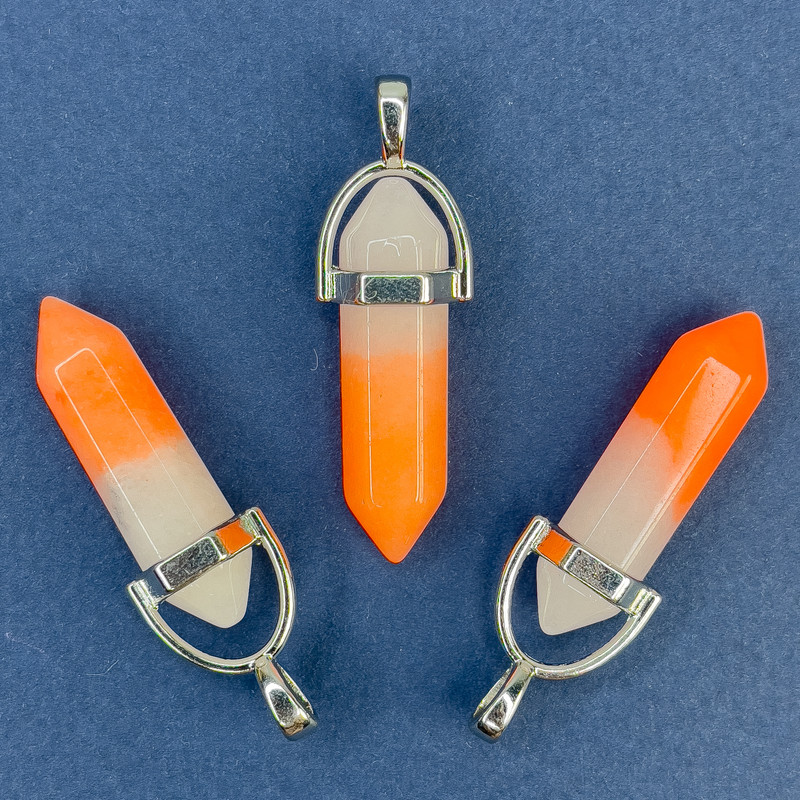 Zawieszka z tonowanego kwarcu w kształcie sześciokąta, 40 mm+