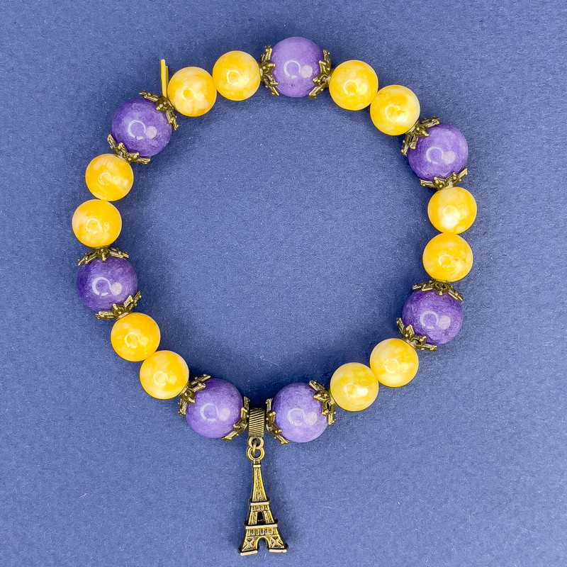 Bransoletka z jadeitu i serafinitu, gładkie kulki, średnica 8,5 mm ±; gładkie kulki serafinitu, średnica 10,5 mm ±; długość 18 cm ±; elastyczna