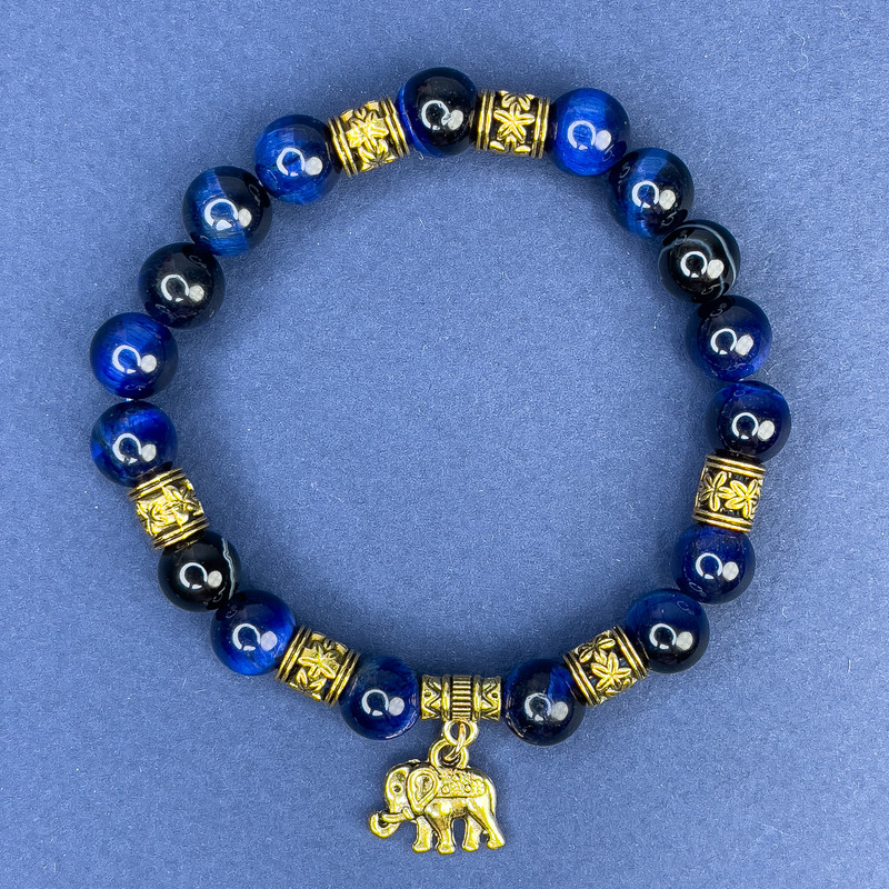 Bransoletka z kamienia kocie oko – gładkie kule o średnicy 8 mm ±, z metalowymi wstawkami, długość 18 cm ±, na elastycznej nici