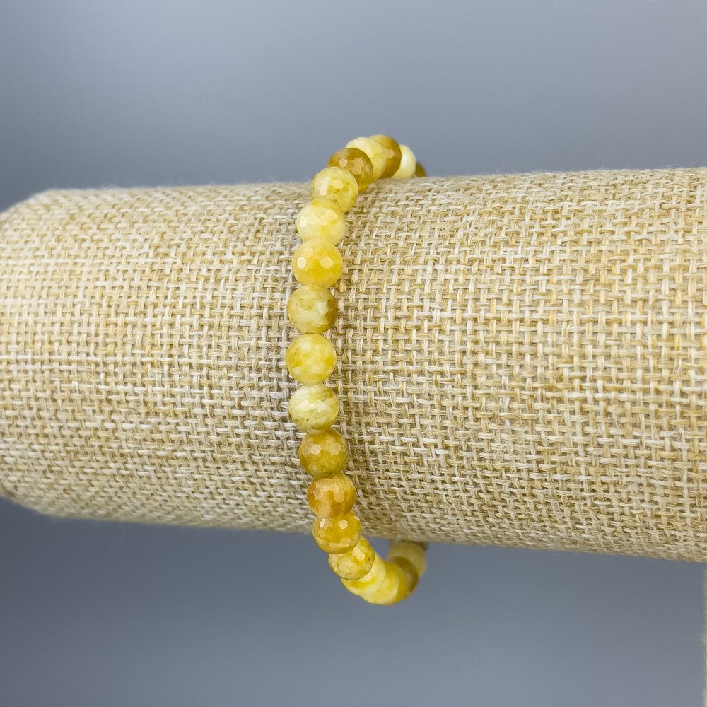 Bransoletka z jadeitu – fasetowane kuleczki 6 mm, długość 18 cm, elastyczna