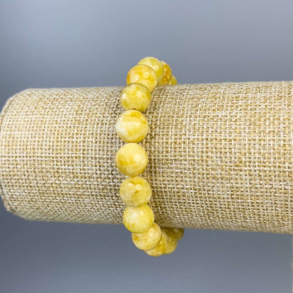 Bransoletka z jadeitu – fasetowane kulki 10 mm, długość 18 cm, elastyczna