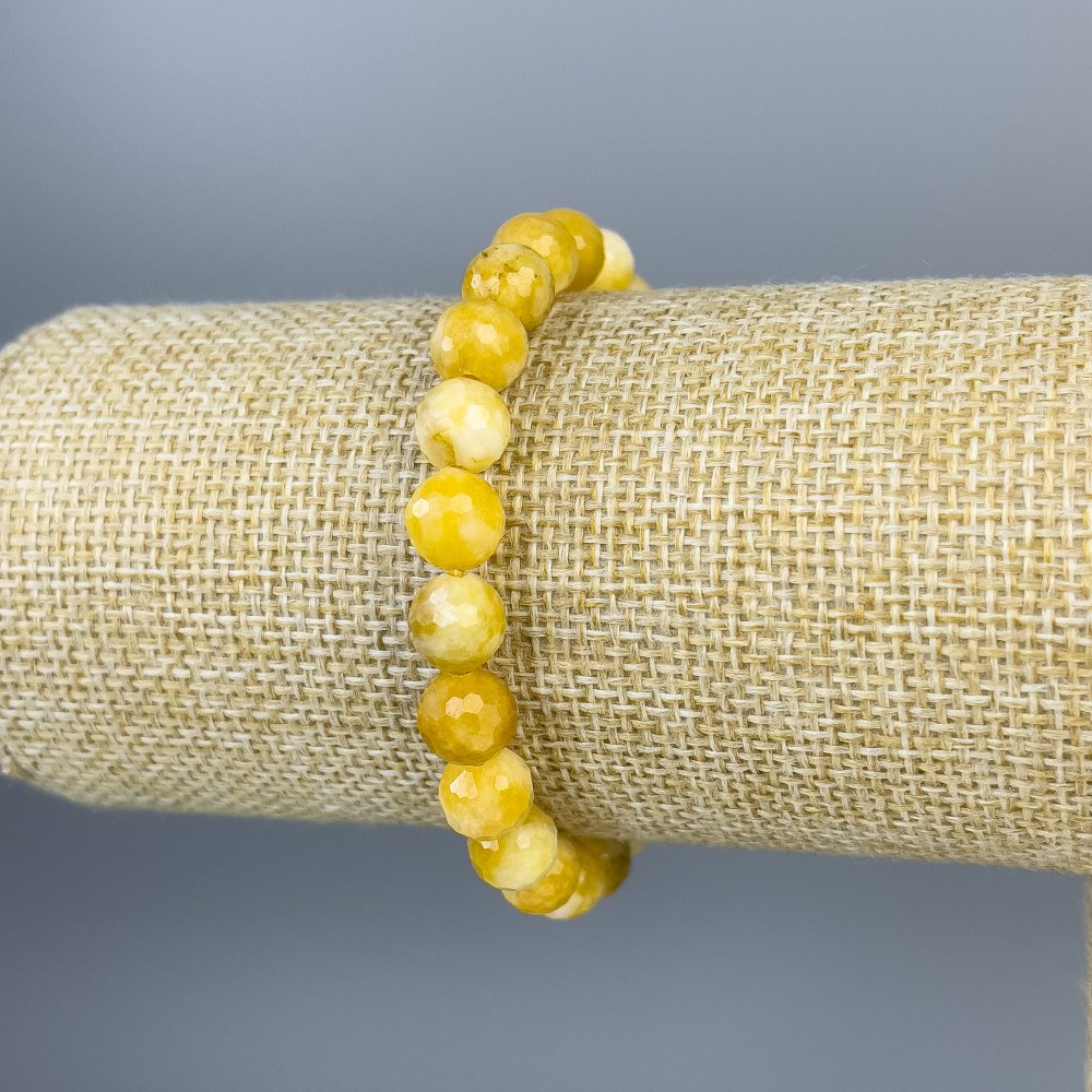 Bransoletka z jadeitu, fasetowane kulki 8 mm, długość 18 cm, elastyczna