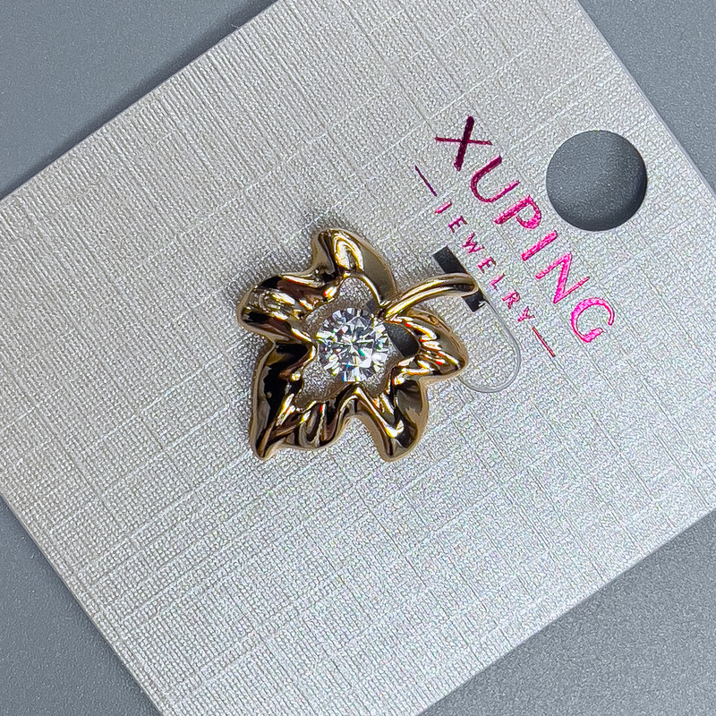 Wisiorek Xuping „Liść” z białym kryształem, średnica 16 mm, długość 19 mm, pozłacany 18K