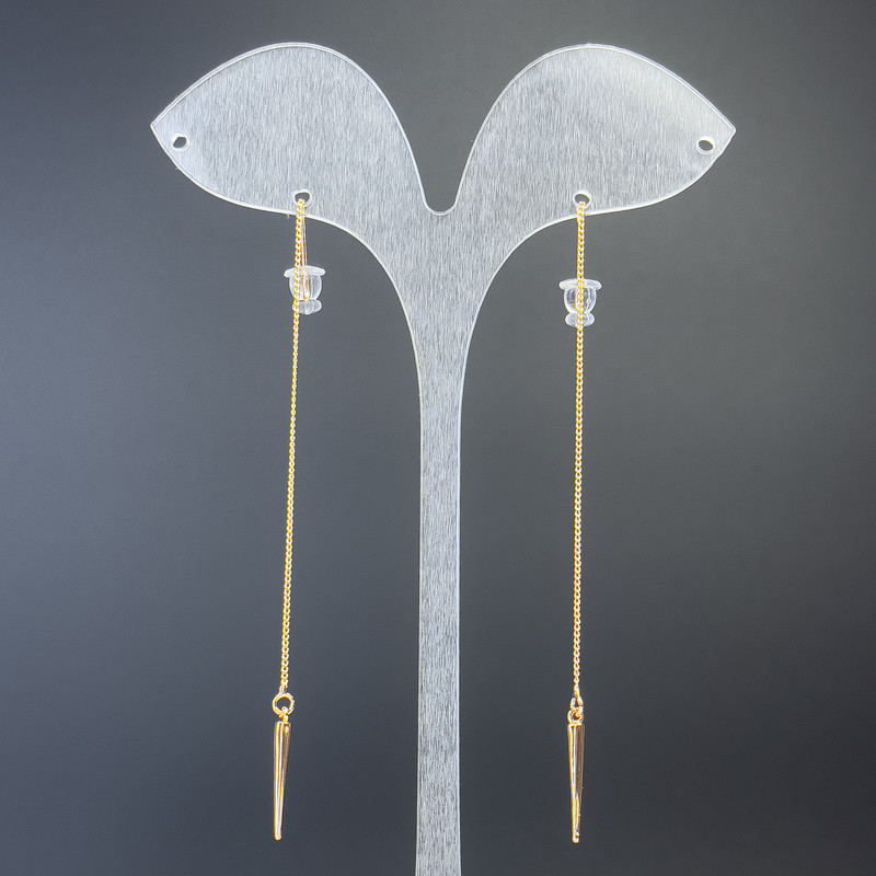 Kolczyki sztyfty Xuping z łańcuszkiem, długość około 8,5 cm, pozłacane 18K