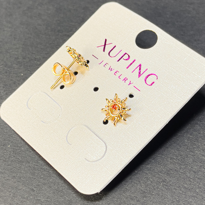 Kolczyki sztyfty Xuping z czerwonym kryształem 9 mm ± pozłacane 18K