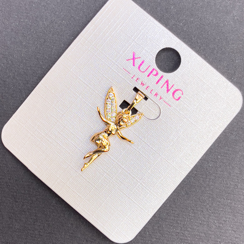 Wisiorek Xuping „Wróżka z białymi cyrkoniami”, średnica 14 mm, długość 27 mm, pozłacany 18K