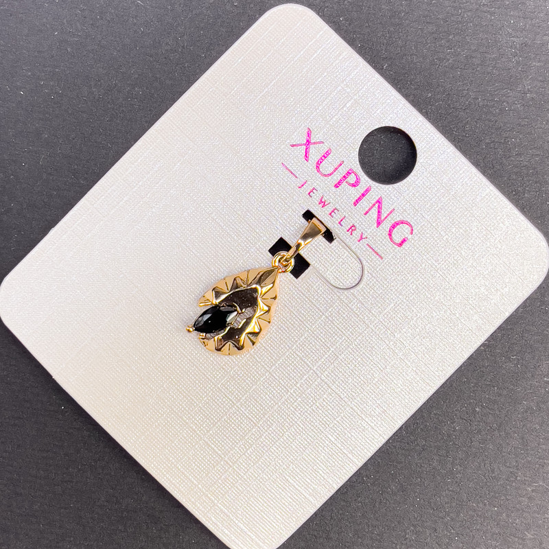 Wisiorek Xuping z czarnym kryształem, średnica 8 mm, długość 20 mm, pozłacanie 18K