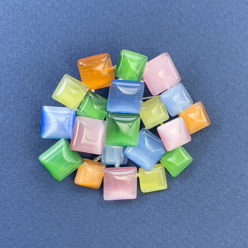 Broszka-wisiorek Akcent kolorowe Kocie oko, metal srebrzysty, 44×49 mm+