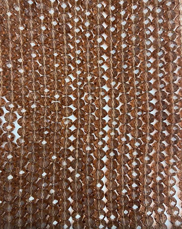 Koraliki czeskiego kryształu na nitce, brązowe, przejrzyste, fasetowane, w kształcie rondeli, średnica 8×6 mm, długość 40 cm