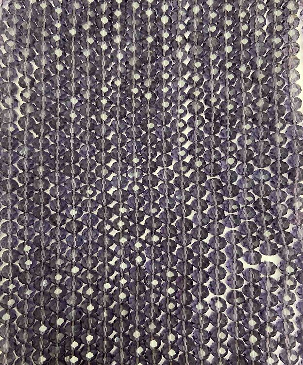 Koraliki z czeskiego kryształu na nici jubilerskiej, fioletowe, przejrzyste, rondel fasetowany, średnica 8×6,5 mm + -, długość 40–42 cm +