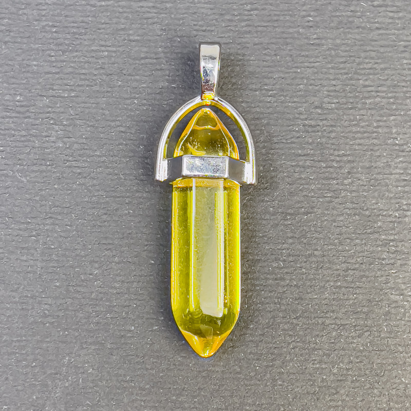 Wisiorek sześciokątny z kryształu, kula z żółtego szkła, 8×31×41 mm+