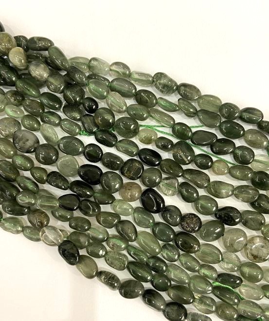 Koraliki na nitce z kwarcu rutylowego włosistego, fasetowane, średnica 8×6 mm, długość 40 cm