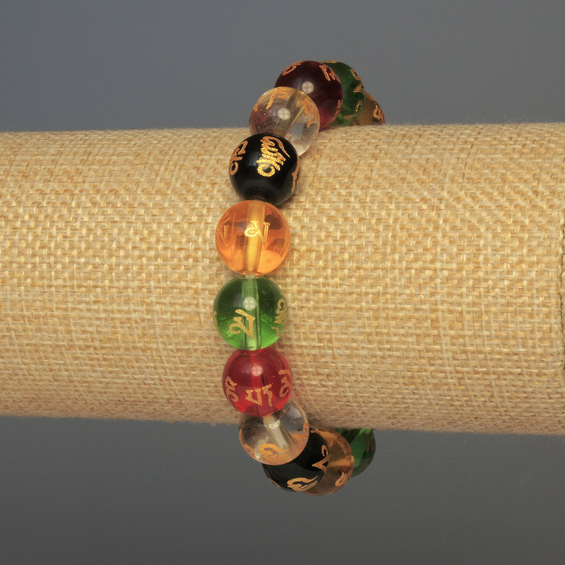 Bransoletka ze szkła — gładkie kuleczki, średnica 12 mm, długość 18 cm, na elastycznej gumce