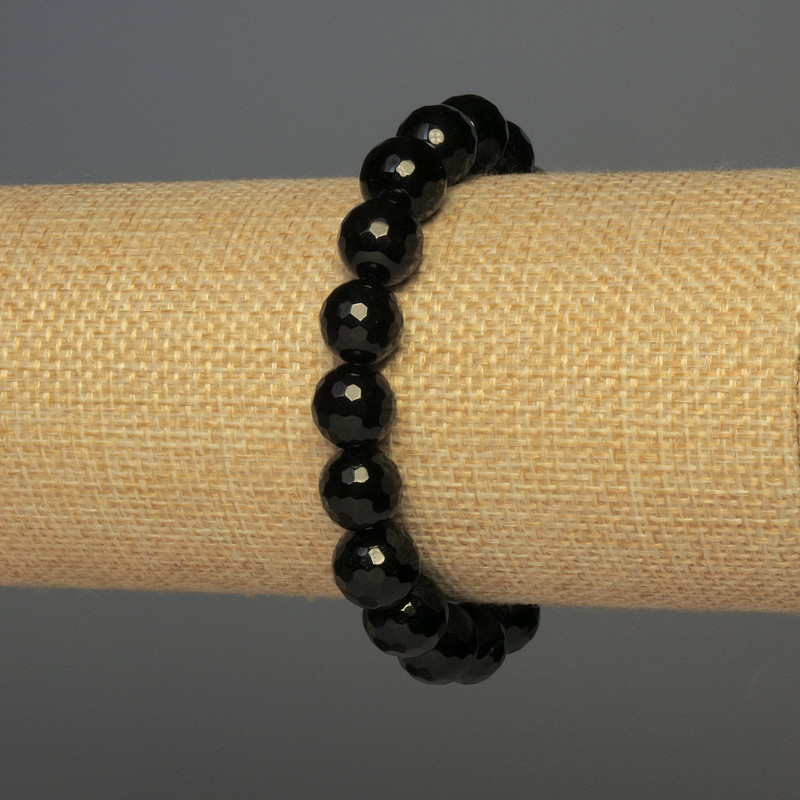 Bransoletka z fasetowanego agatu – kuleczka, średnica 10 mm ±, długość 18 cm ±, na elastycznej gumce