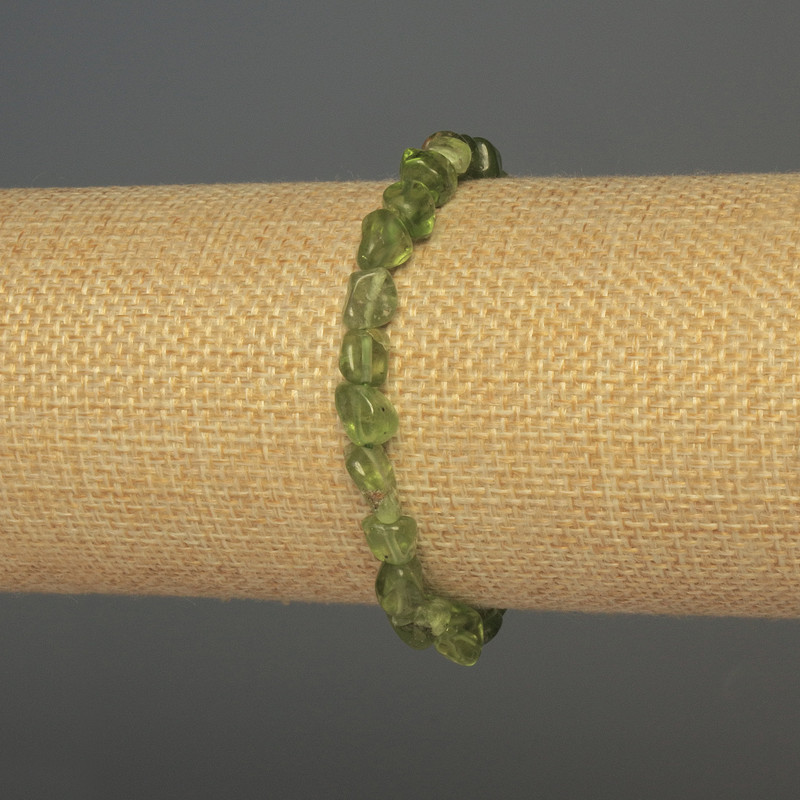 Bransoletka z chryzolitu fasetowana, średnica 7×6 mm, długość 18 cm, na elastycznej gumce