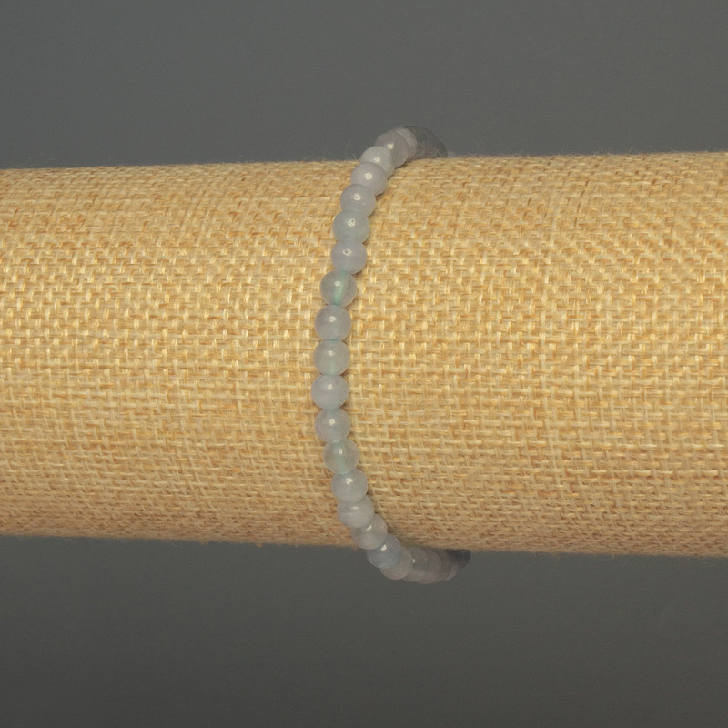 Bransoletka z akwamarynu, gładkie kuleczki, średnica 4–5 mm, długość 18 cm, elastyczna