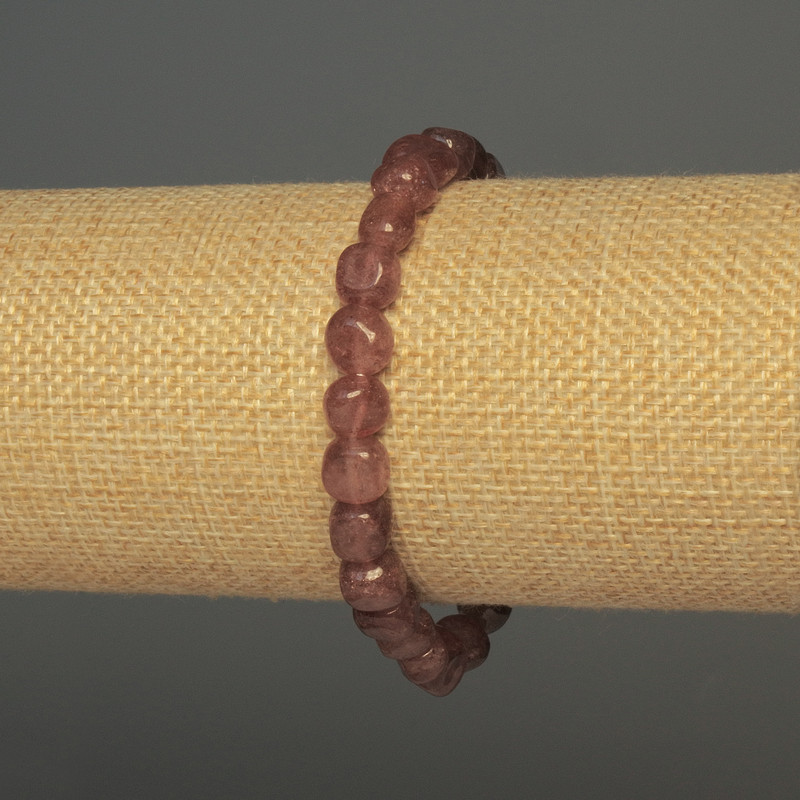 Bransoletka z kwarcu truskawkowego fasetowana, średnica 8×7 mm, długość 18 cm, elastyczna