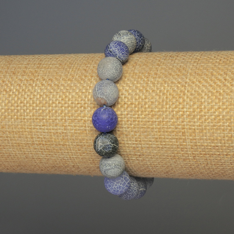 Bransoletka z Mroźnego agatu, gładka kulka, średnica 10 mm +/-, długość 18 cm +/-, na elastycznej gumce