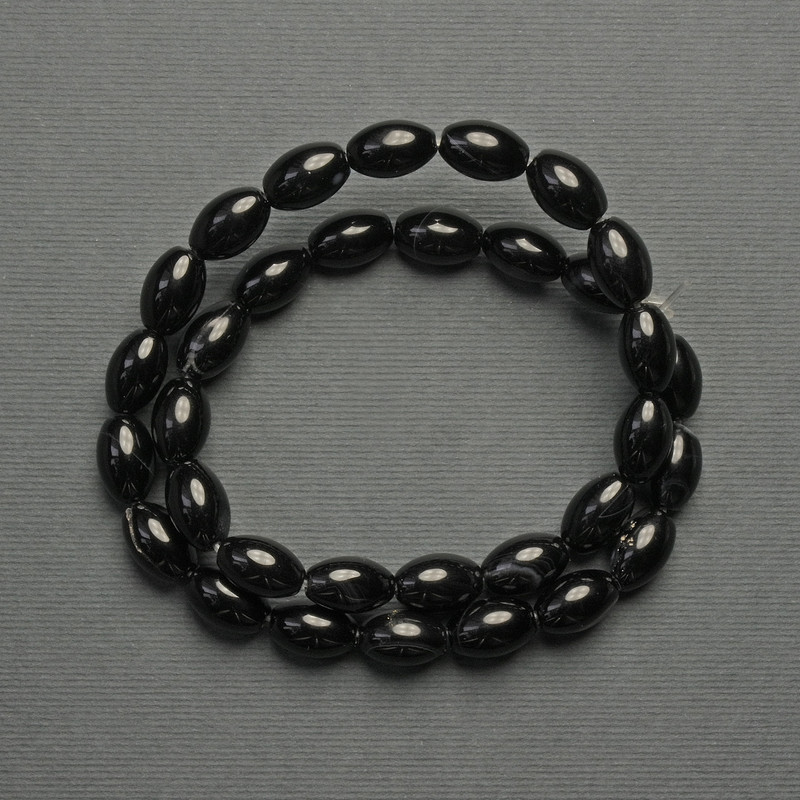 Koraliki agatowe w kształcie ziaren, średnica 12×8 mm ±, na nici, długość 39 cm+