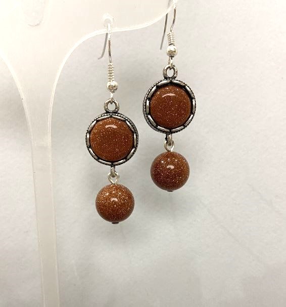 Kolczyki z awenturynu, okrągły kształt 15 mm