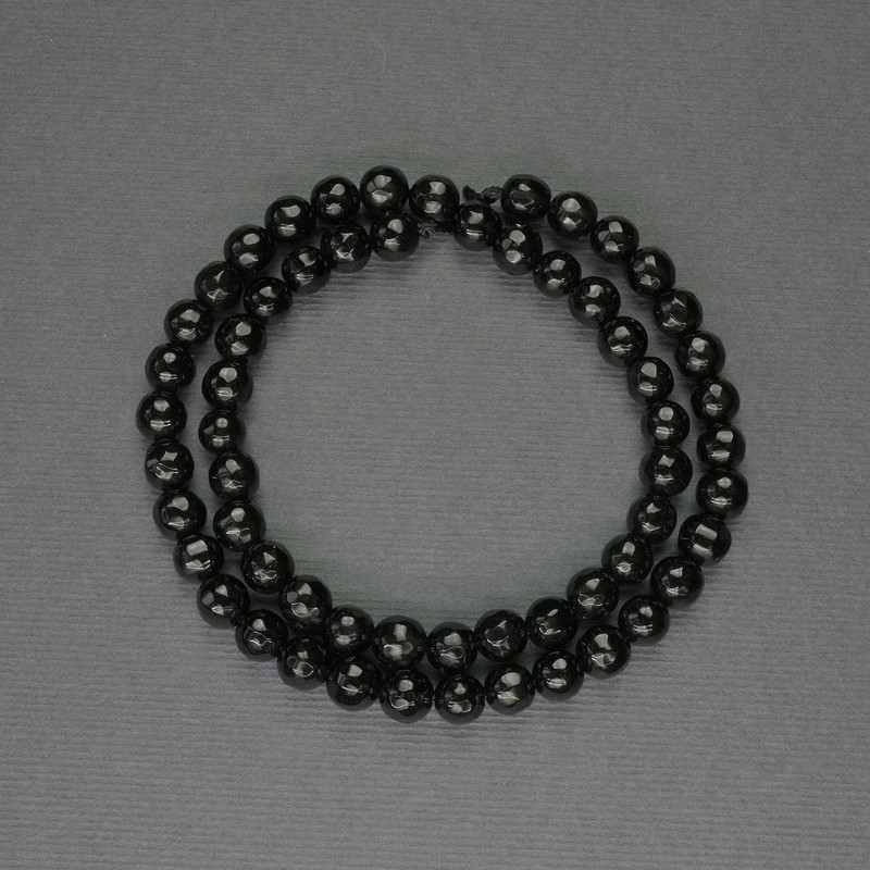 Koraliki agatowe – kuleczki, średnica 6 mm ±, na nitce, długość 37 cm+